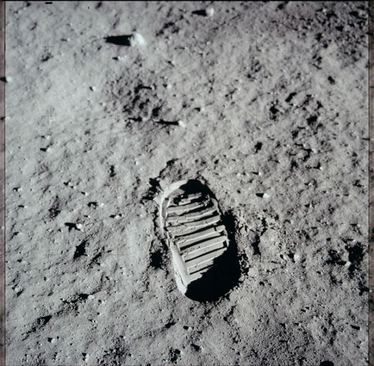 Huella dejada por Aldrin en la superficie lunar