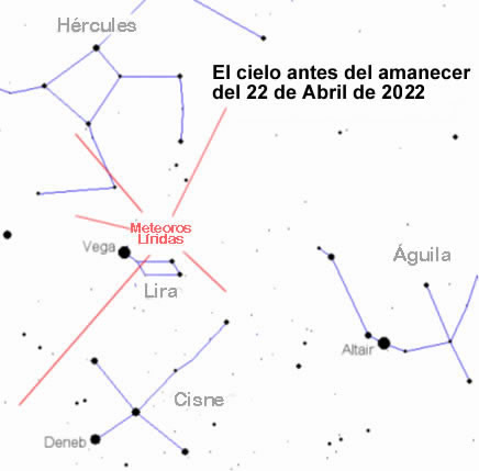 Mapa celeste para la observación de las Líridas 