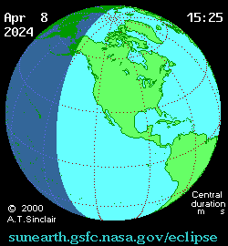 Mapa animado del eclipse del 8 de abril de 2024