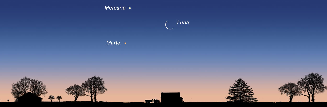 Este Martes Espectáculo Antes del Amanecer: La Luna, Mercurio y Marte Juntos en el Cielo