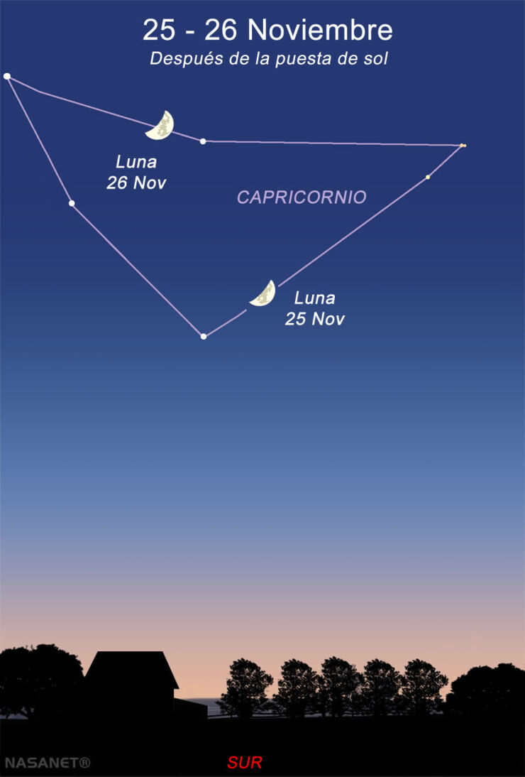 La Luna Visita la Costelación de Capricornio