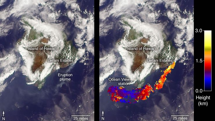 El Satélite Terra Observa las Cenizas del Volcán Kilauea Desde el Espacio