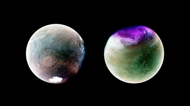 Hemisferios sur y norte de Marte captados por MAVEN