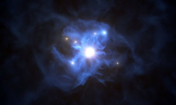 Detectan Galaxias Atrapadas en la Red de un Agujero Negro Supermasivo