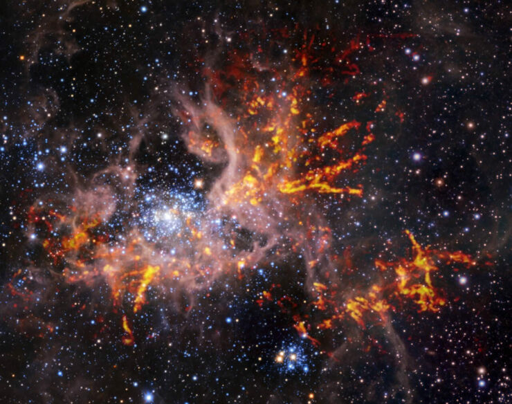 Observan la Violenta Formación Estelar de una Nebulosa Fuera de Nuestra Galaxia