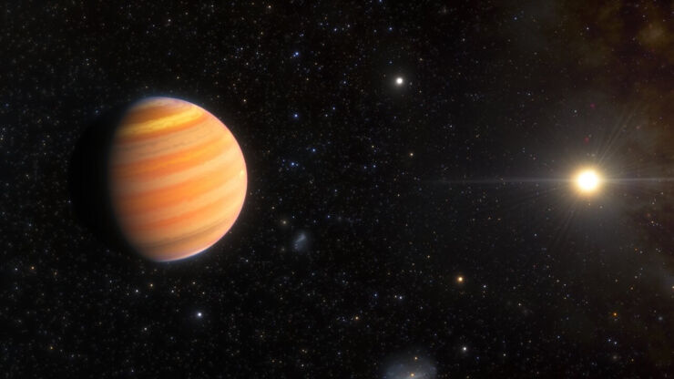 Descubierto un Exoplaneta Gigante con una Órbita Extremadamente Rara