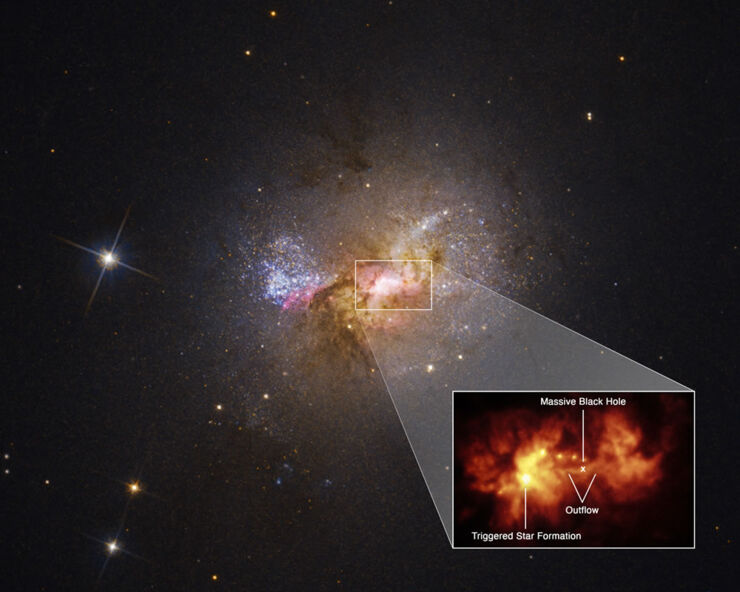 Descubren un Agujero Negro que Provoca la Formación Estelar en una Galaxia Enana