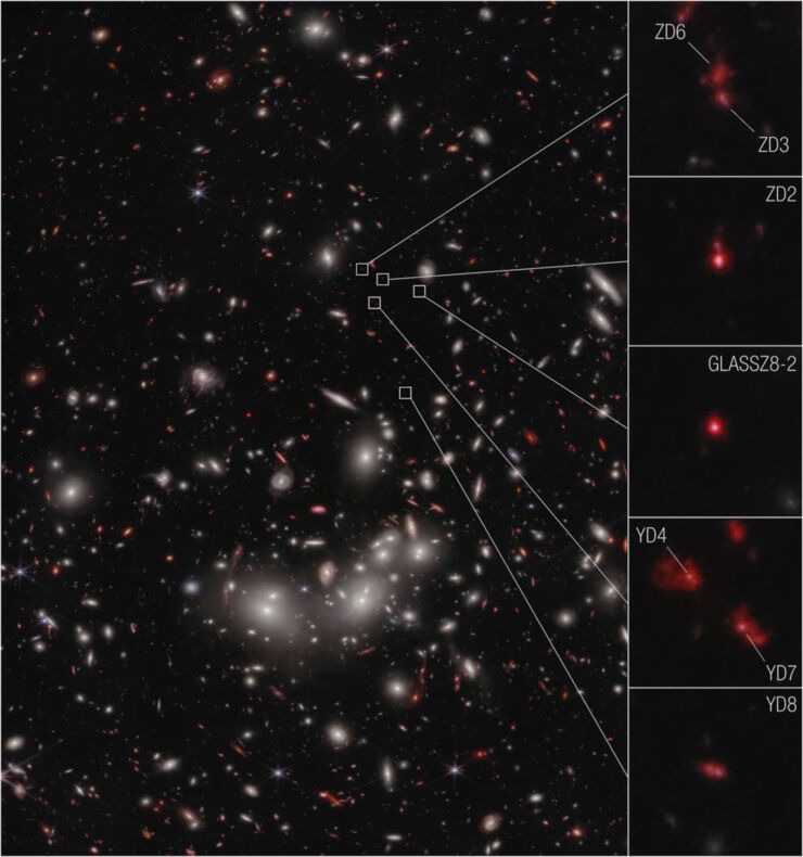 Webb Revela el Origen del Universo Temprano en un Enorme Cúmulo de Galaxias