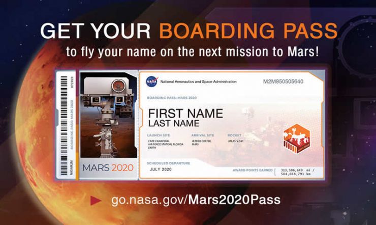 Envía Tu Nombre a Marte con la Misión Mars 2020