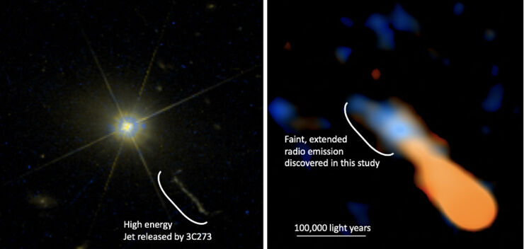 Cuásar 3C273 observado por el Telescopio Espacial Hubble