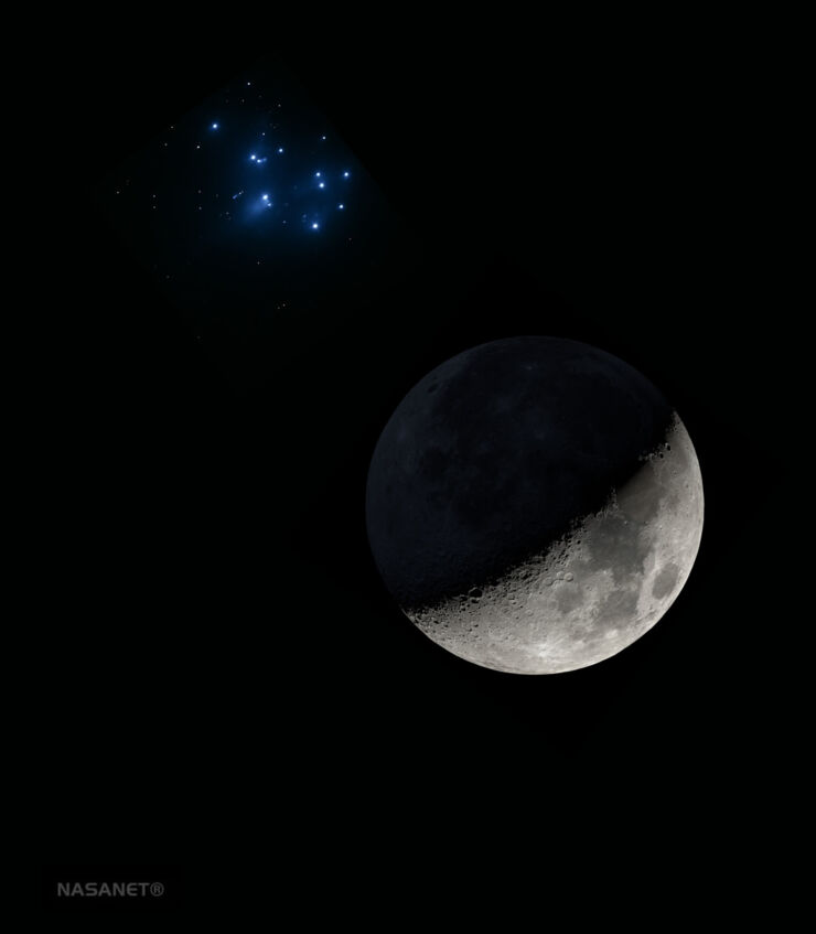 Esta Noche la Luna y las Pléyades en Conjunción