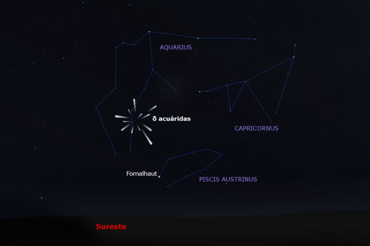 Mapa de observación de las Deta Acuáridas