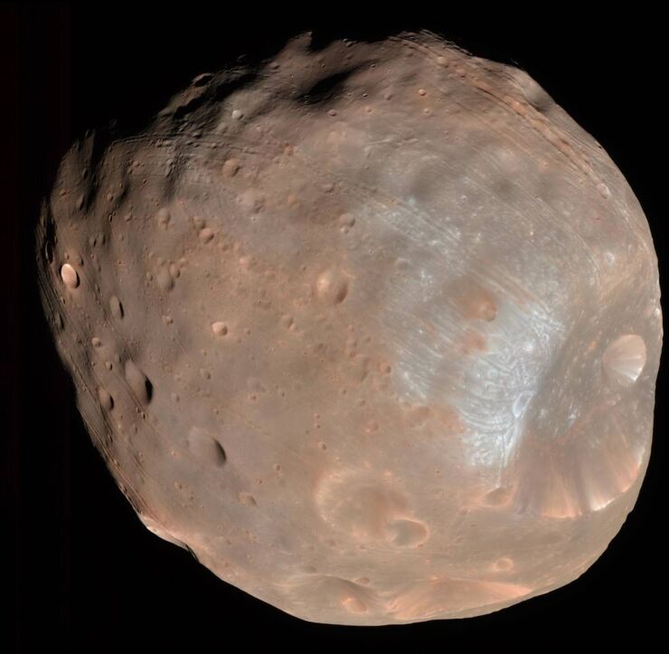 Imagen de Phobos captada por la sonda espacial Mars Reconnaissance Orbiter, MRO, de la NASA. 