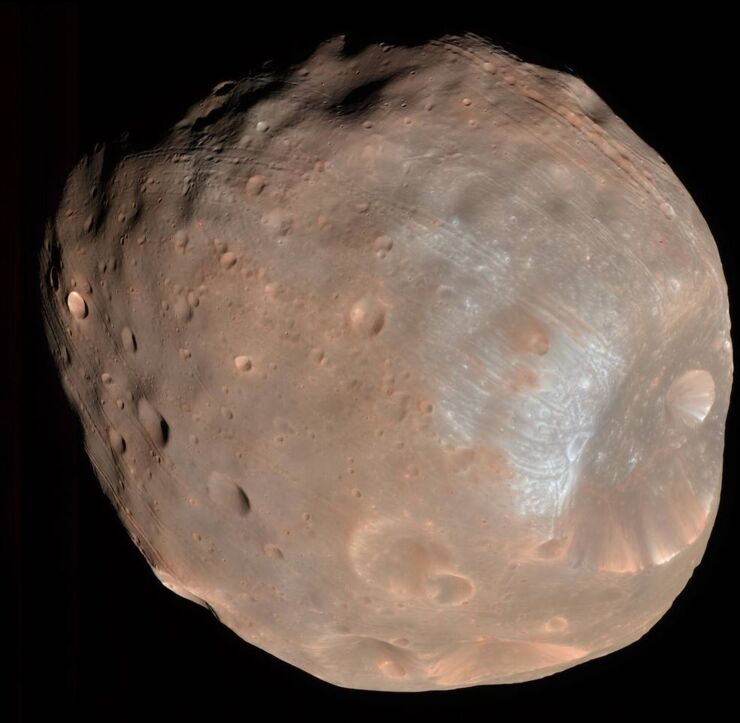 Imagen de Phobos captada por la sonda espacial Mars Reconnaissance Orbiter, MRO, de la NASA.
