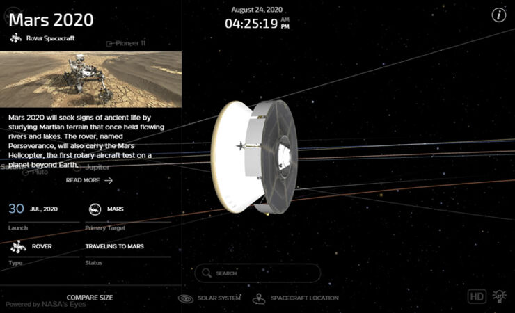 Una aplicación web te mostrará dónde está la misión Mars 2020 