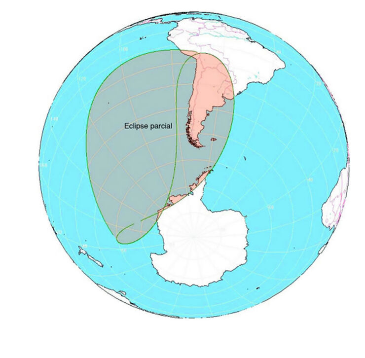 mapa eclipse parcial de Sol 30 de Abril 2022