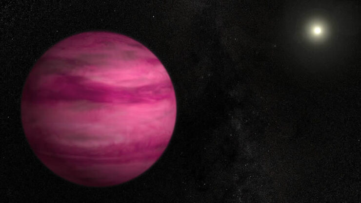 Un Gigante Planeta Gaseoso de Color Rosado
