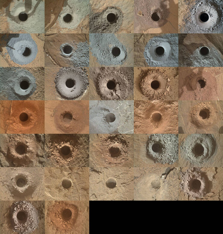 32 muestras de rocas de Curiosity