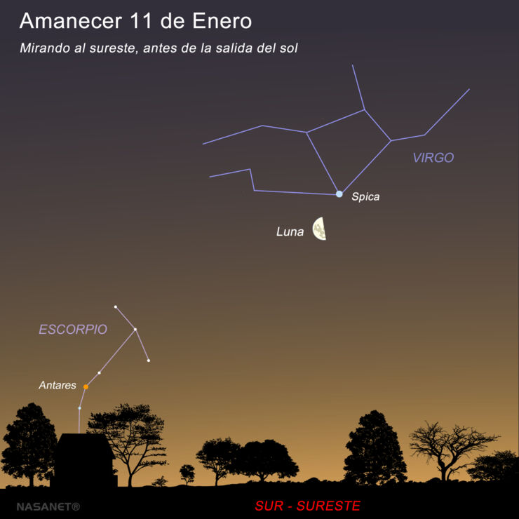 Un Bonito Amanecer de Domingo: La Luna en Conjunción con Spica