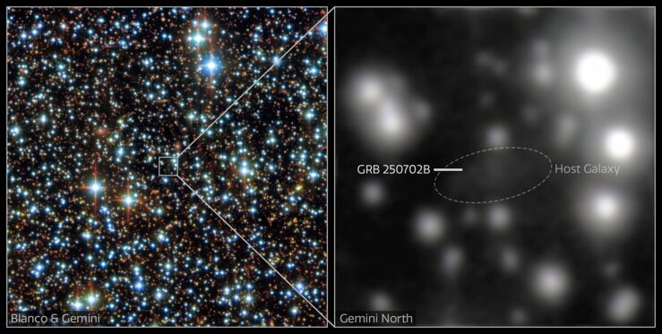 El campo estelar alrededor de la galaxia anfitriona de GRB 250702B