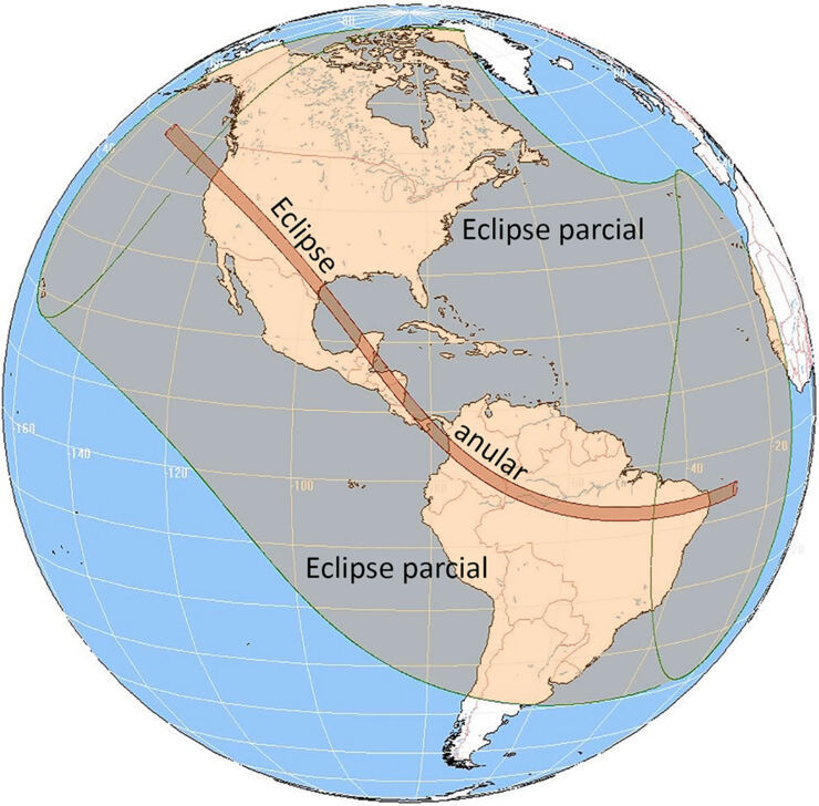 Mapa de observación eclipse solar
