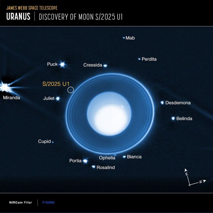 El Telescopio James Webb Descubre una Pequeña Luna Nueva Alrededor de Urano