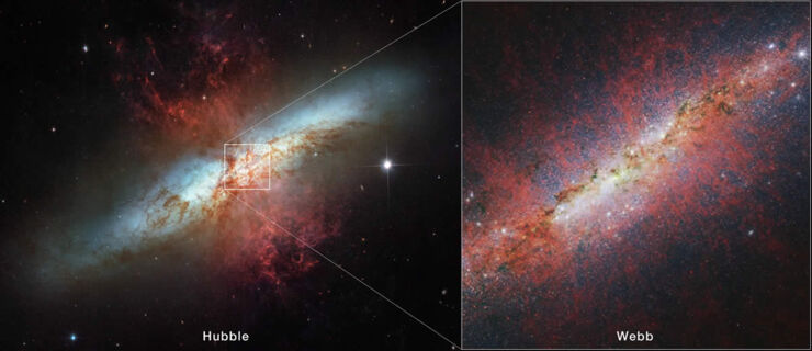 Webb Sondea una Galaxia con Estallido Estelar Extremo
