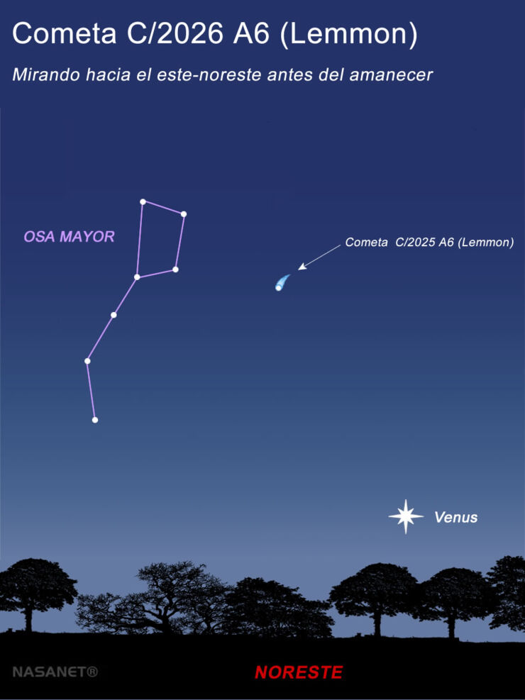 Mapa observación Cometa Lemmon
